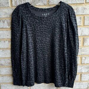 Loft Long Sleeve Leopard Print Pullover Tee Shirt Women's Size S.